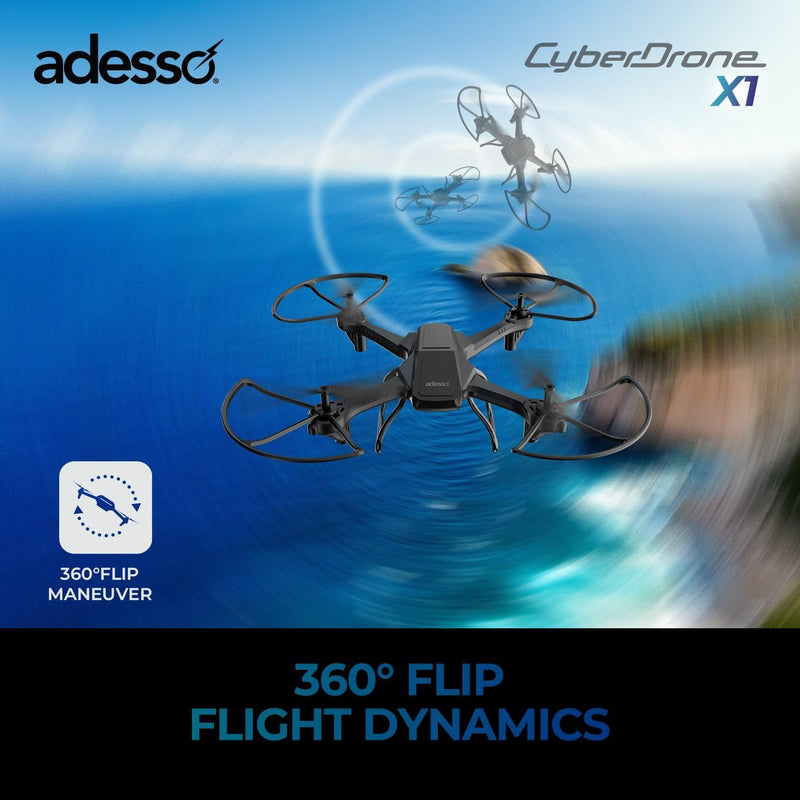 Adesso - CyberDrone X1 720P Camera 2.4G Wireless Remote One - Touch Auto Return Toys & Games