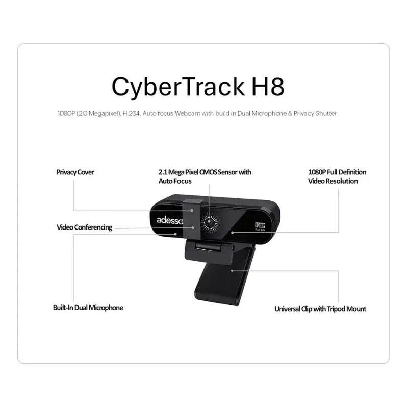 Adesso CyberTrack H8 1080p webcam with privacy shutter