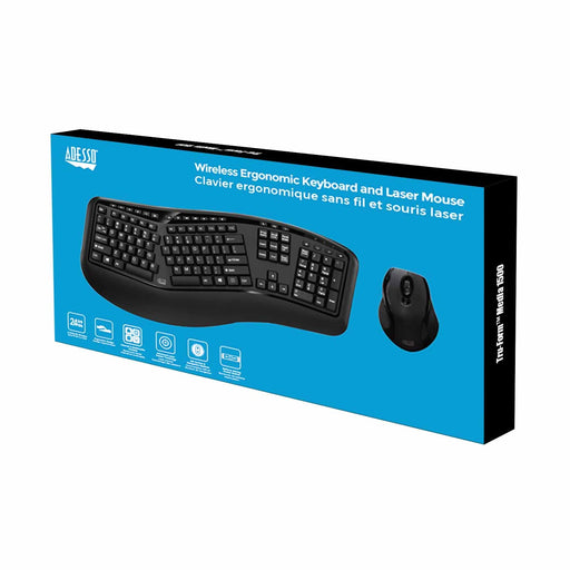 Adesso - Keyboard & Mouse Combo Wireless ERGO 1600dpi PC/MAC - FRENCH Canadian Electronics