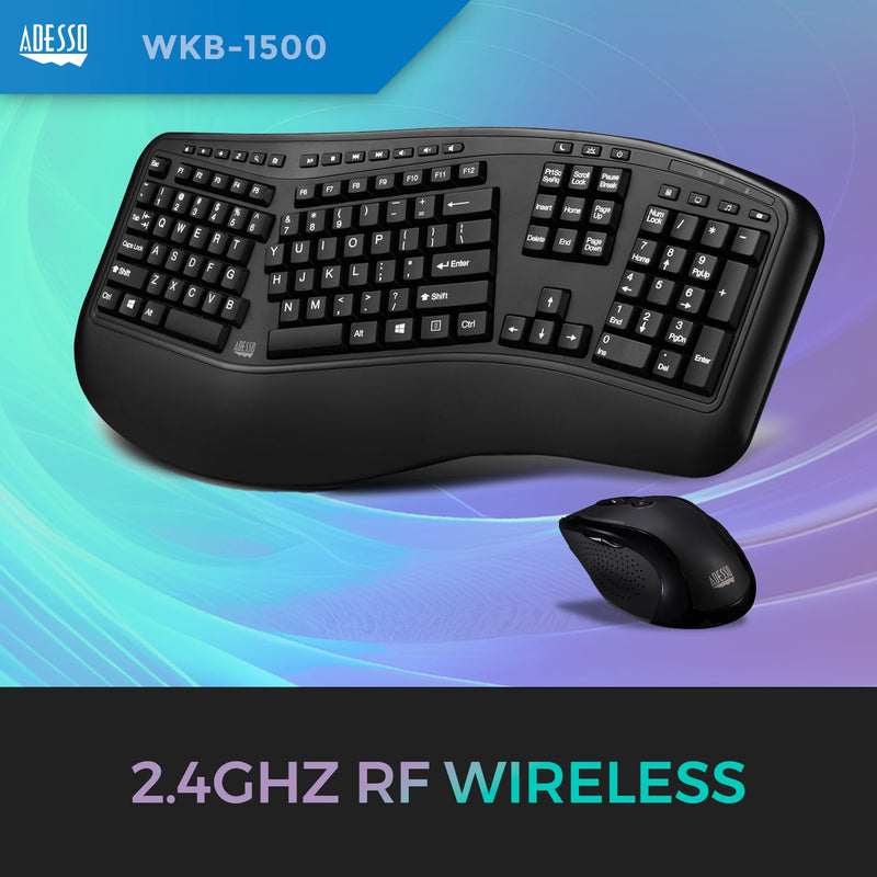 Adesso - Keyboard & Mouse Combo Wireless ERGO 1600dpi PC/MAC - FRENCH Canadian Electronics