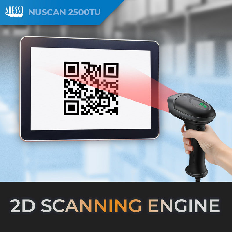 Adesso NuScan 2500TU handheld USB 2D barcode scanner