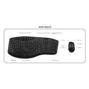 Adesso - TruForm™ 1600 Wireless Ergonomic Keyboard and Optical Mouse (WKB - 1600CB) - Canadian French Electronics