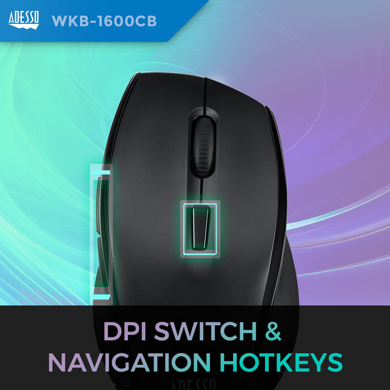 Adesso - TruForm™ 1600 Wireless Ergonomic Keyboard and Optical Mouse (WKB - 1600CB) - Canadian French Electronics