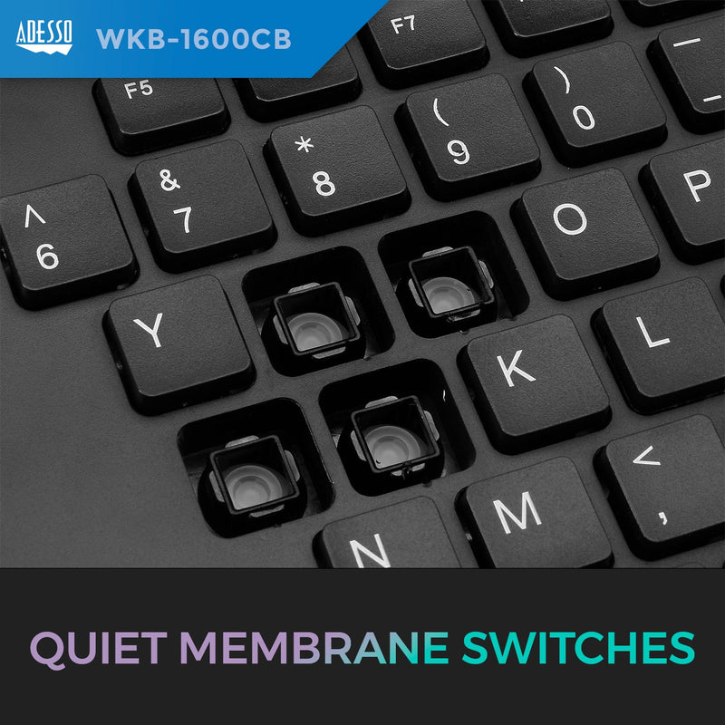 Adesso - TruForm™ 1600 Wireless Ergonomic Keyboard and Optical Mouse (WKB - 1600CB) - Canadian French Electronics