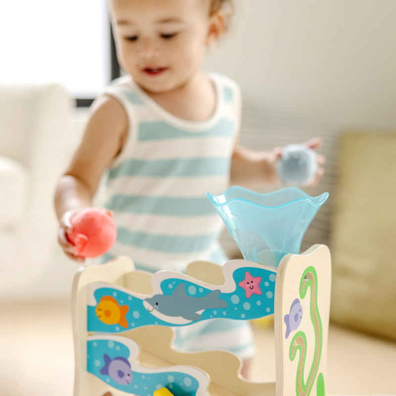 Melissa & Doug - Rollables Wooden Ocean Slide - in use during play