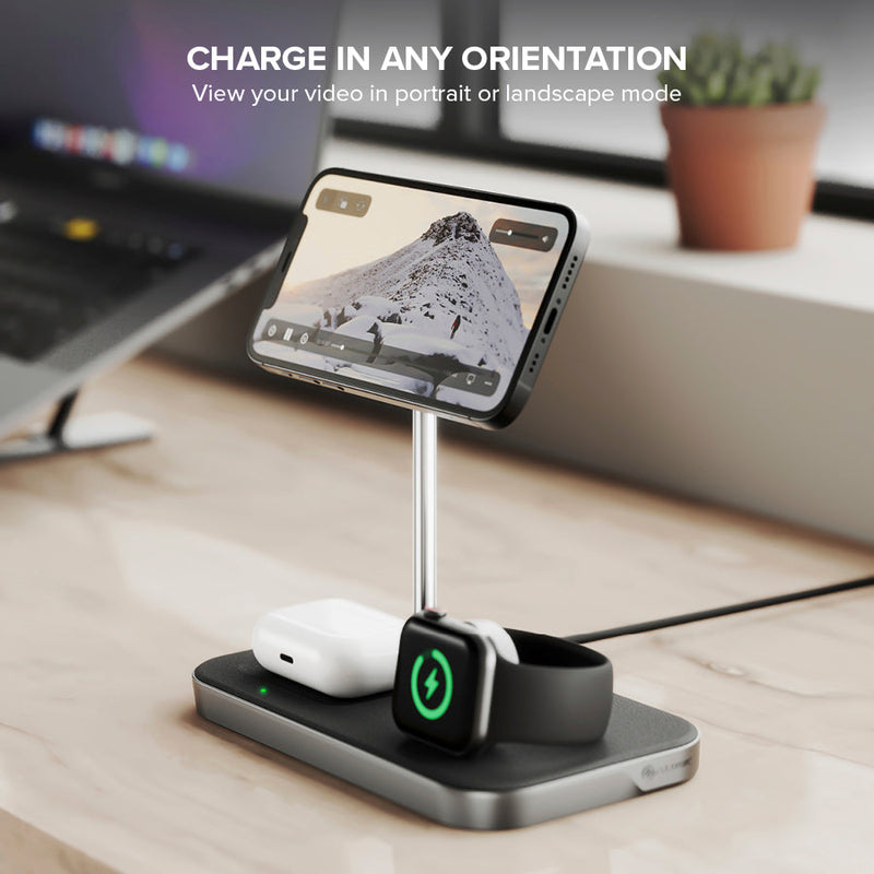 ALOGIC MagSpeed 3-in-1 Wireless Charging Station black angle view