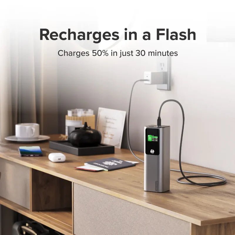 Alogic - Powerbank 27600mAh Ark Pro USB - C with 160W Power Delivery Fast Charge 3 Port - 2x USB - C (up to 140W) 1x USB - A (22.5W) with Digital Display& 50cm detachable USB - C Cable Electronics
