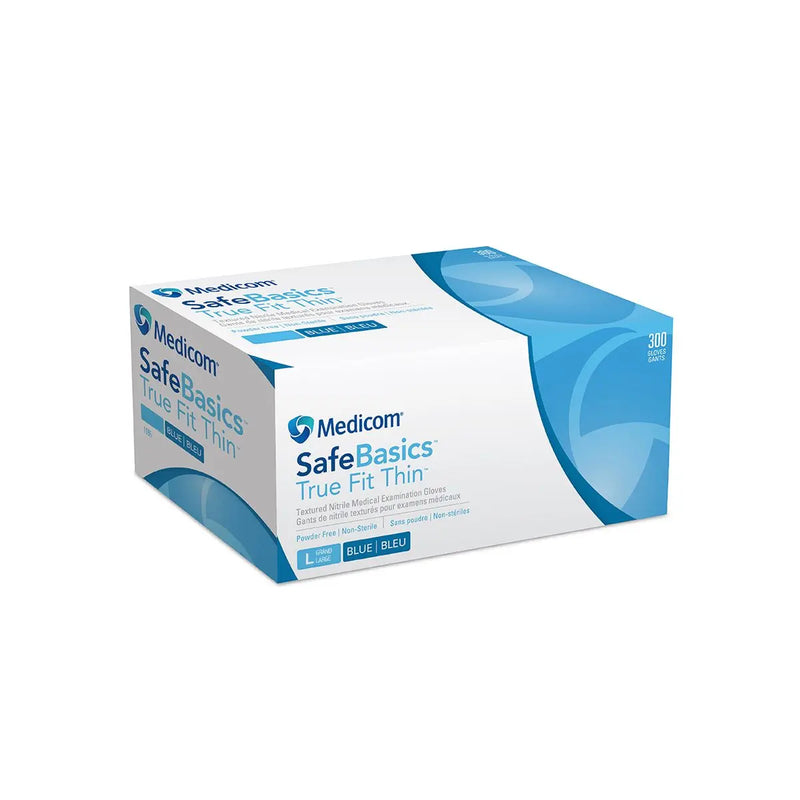 AMD Medicom - Safebasics Thin Nitrile PF Blue Gloves Large (300-PACK)
