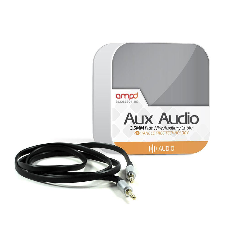 AMPD 3.5 mm flat auxiliary audio cable in black