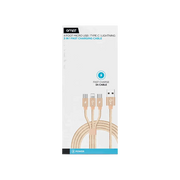 AMPD 3-in-1 multi-tip charging cable in rose gold with retail packaging