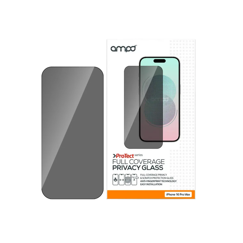 AMPD privacy tempered glass protector for iPhone 16 Pro Max