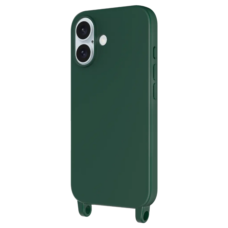 AMPD crossbody strap case for iPhone 16 in green, detail view