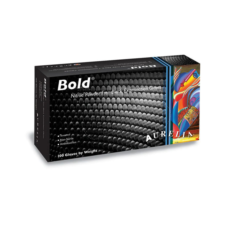 Aurelia - Bold Black Nitrile Medium Gloves 100 Powderfree Health & Wellness