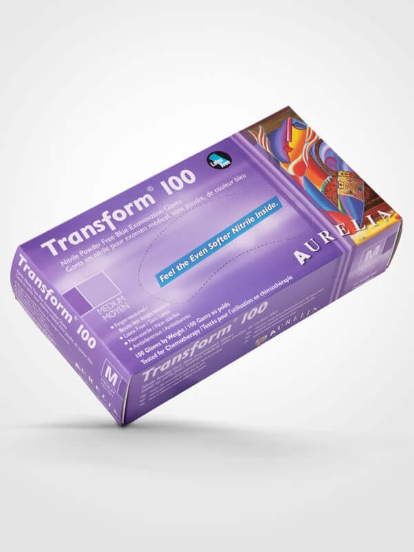 Aurelia - Transform Blue Nitril Medium Gloves 100 PF 3.2 mm Business & Industrial Extra - Small