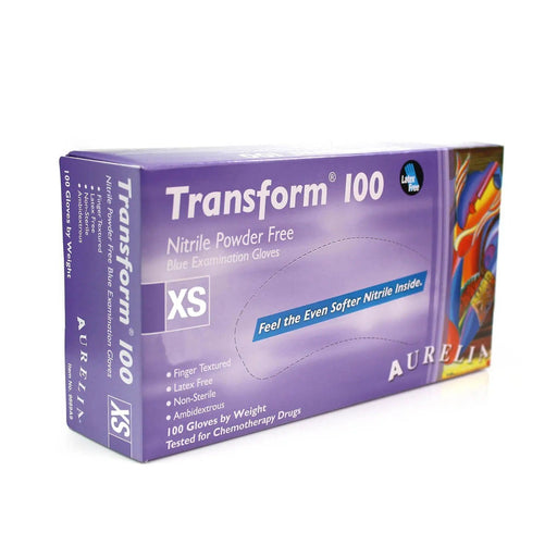 Aurelia - Transform Blue Nitril Medium Gloves 100 PF 3.2 mm Business & Industrial Extra - Small