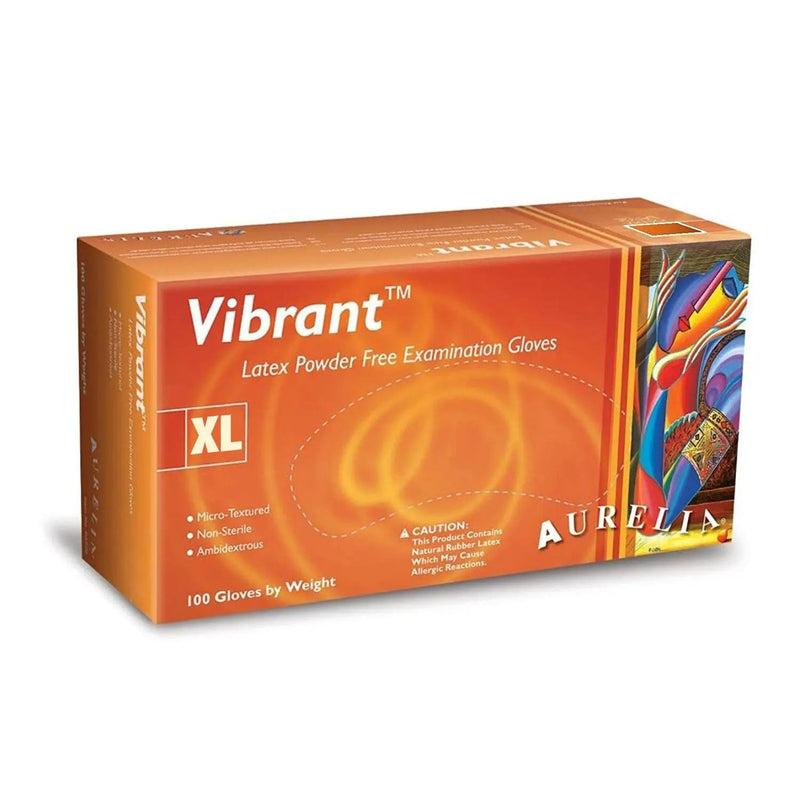 Aurelia - Vibrant Latex Gloves 100 Powder Free Business & Industrial Extra - Large (98229)