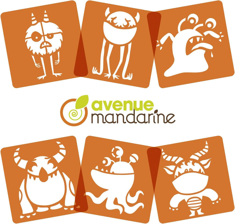 Avenue Mandarine - 6 monster stencils Arts & Crafts