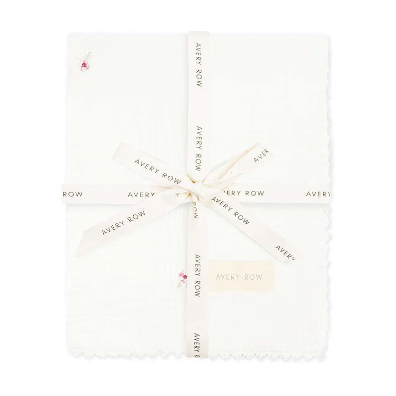 Avery Row - Embroidered Muslin blanket Anemone Home & Kitchen