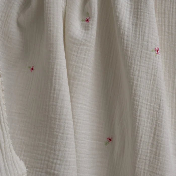 Avery Row - Embroidered Muslin blanket Anemone Home & Kitchen