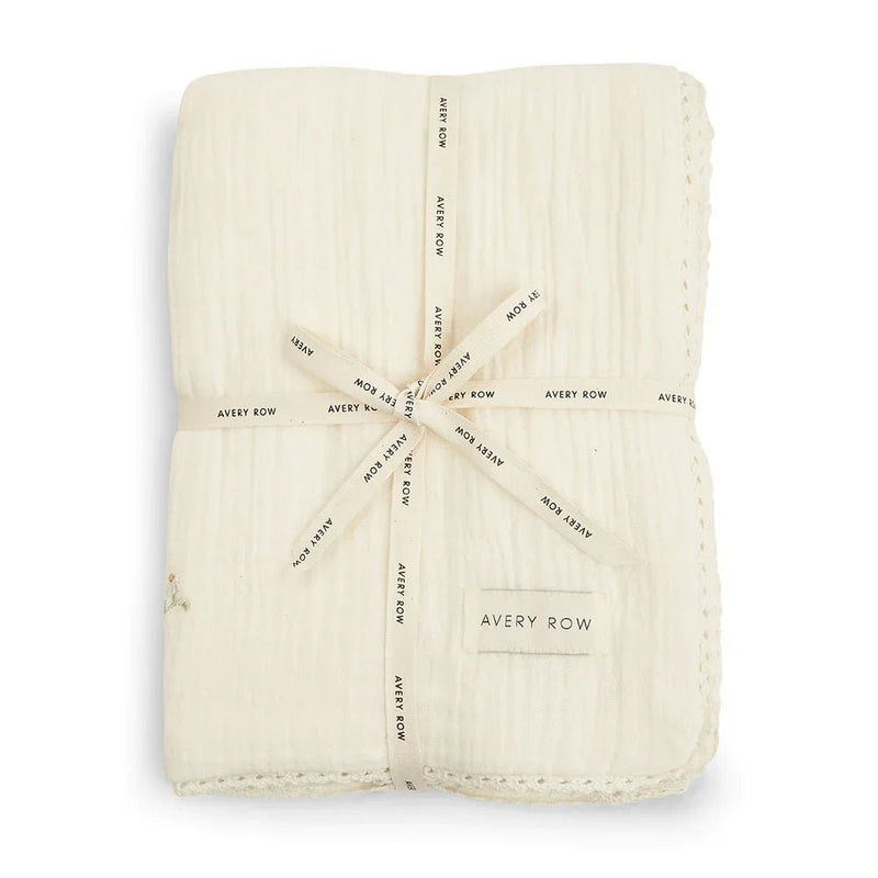 Avery Row - Embroidered Muslin blanket Wild Chamomile Mother & Baby