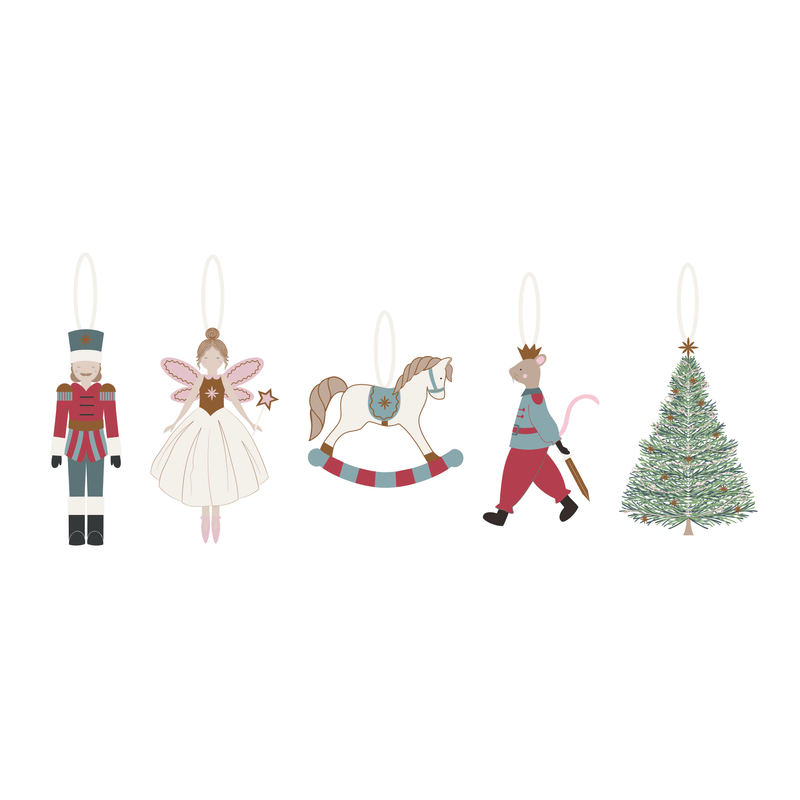 Avery Row - Embroidered Tree Decorations, Set of 5 The Nutcracker Home & Kitchen