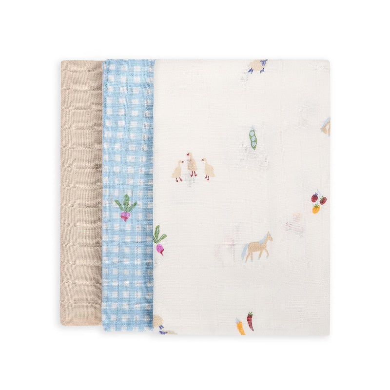 Avery Row - Muslin Squares - Little Farm - Set of 3 Mother & Baby