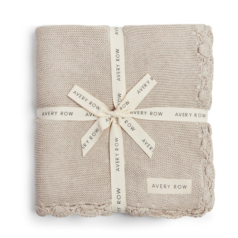 Avery Row - Scallop Knit Blanket Stone Mother & Baby