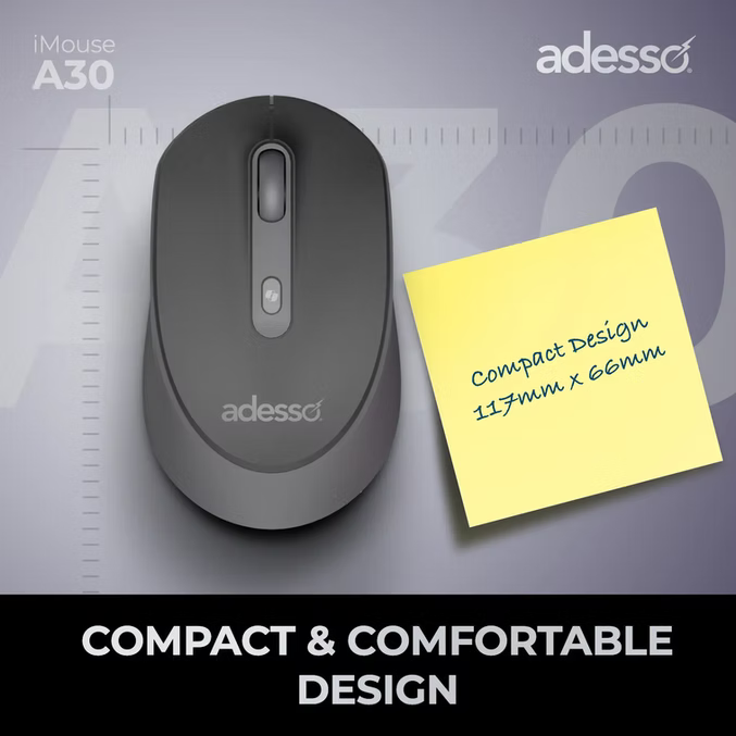 Adesso - Mouse Wireless A30 4 Buttons Up to 1200DPI With