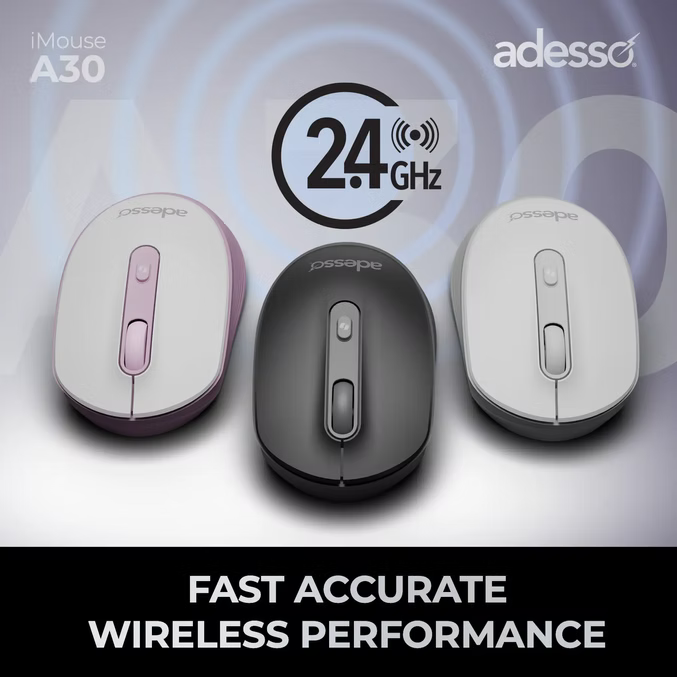 Adesso - Mouse Wireless A30 4 Buttons Up to 1200DPI With
