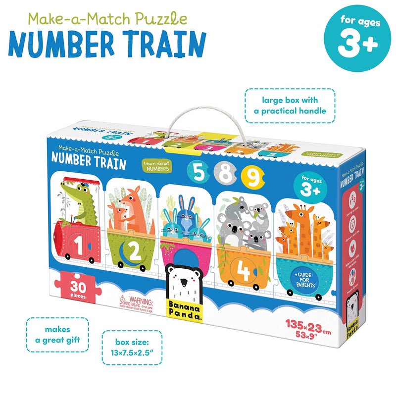 BANANA PANDA - MAKE - A - MATCH - 30pc PUZZLE NUMBER TRAIN (3+) Games & Toys