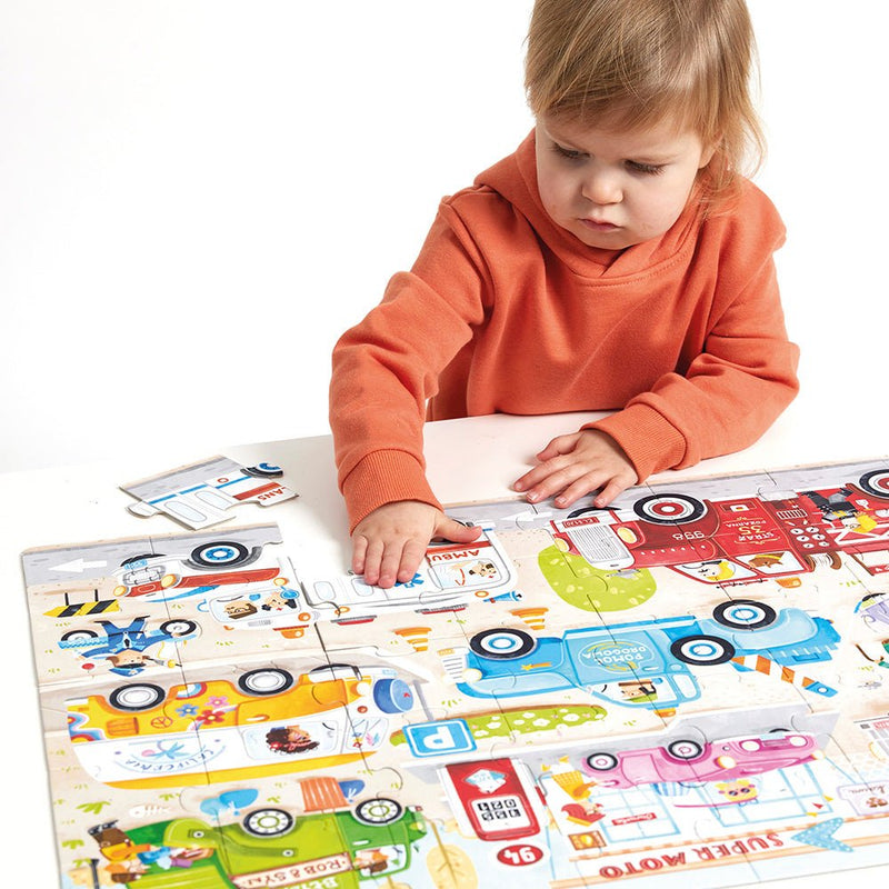 BANANA PANDA - MOTO JUMBO - 40pc PUZZLE CARS (3+) Games & Toys