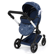 Bayer Design - XEO - DOLL PRAM BLUE WITH WHITE PATTERNS Games & Toys