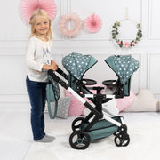 Bayer Design - XEO TWIN - TWIN DOLLS PRAM - TEAL AND STAR PATTERNS Games & Toys