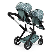 Bayer Design - XEO TWIN - TWIN DOLLS PRAM - TEAL AND STAR PATTERNS Games & Toys