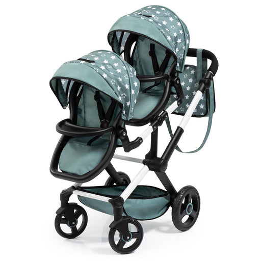 Bayer Design - XEO TWIN - TWIN DOLLS PRAM - TEAL AND STAR PATTERNS Games & Toys