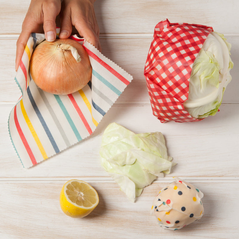Now Designs - Gingham Dot and Stripe Beeswax Wrap Set of 3 - lifestyle