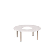 Beleduc - EMMANUELE DONUT TABLE 48" WHITE TOP, METAL OAK LEGS 52CM/21" H Furniture