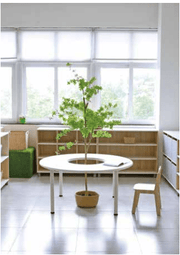 Beleduc - EMMANUELE DONUT TABLE 48" WHITE TOP, METAL OAK LEGS 52CM/21" H Furniture