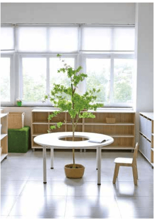 Beleduc - EMMANUELE DONUT TABLE 48" WHITE TOP, METAL OAK LEGS 52CM/21" H Furniture
