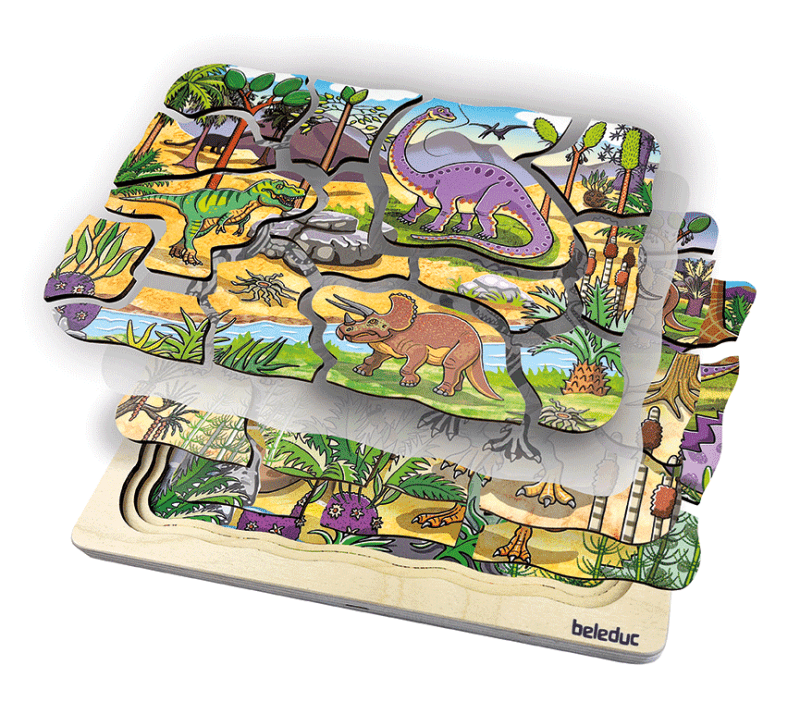 Beleduc - LAYER PUZZLE "DINO" Games & Toys