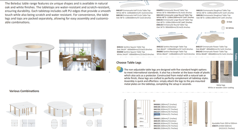 Beleduc - LEG ADJUSTABLE OAK (14 - 21.5") Furniture