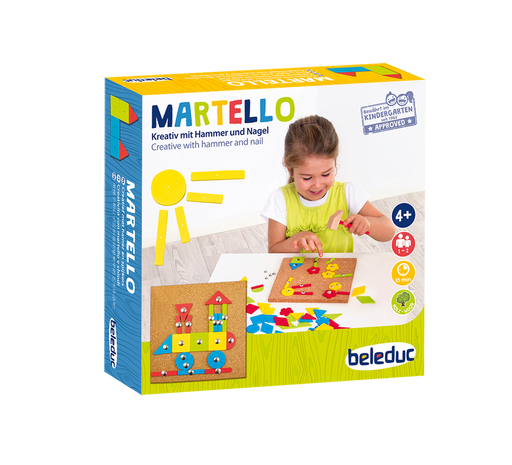 Beleduc Martello 157-piece hammer-and-nail cork board set