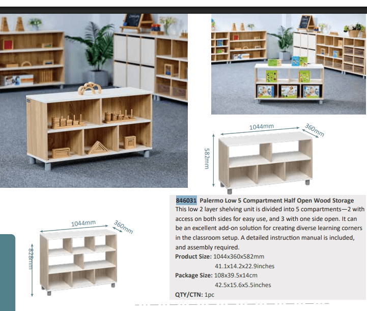 Beleduc - PALERMO LOW 5 COMPARTMENT HALF OPEN WOOD STORAGE Furniture