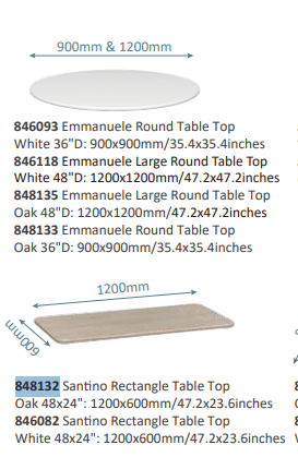 Beleduc - SANTINO RECTANGLE TABLE TOP OAK 48 X 24" Furniture