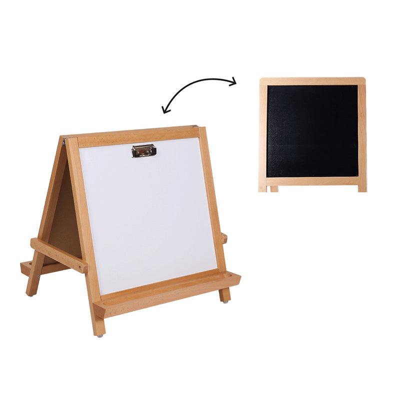 Beleduc 2-in-1 tabletop easel with magnetic whiteboard and chalkboard