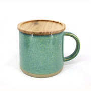 BIA - Reactive Mug with Lid Ceramic Stoneware Coffee and Tea Mug Dishwasher Safe Home & Kitchen Green