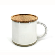 BIA - Reactive Mug with Lid Ceramic Stoneware Coffee and Tea Mug Dishwasher Safe Home & Kitchen White