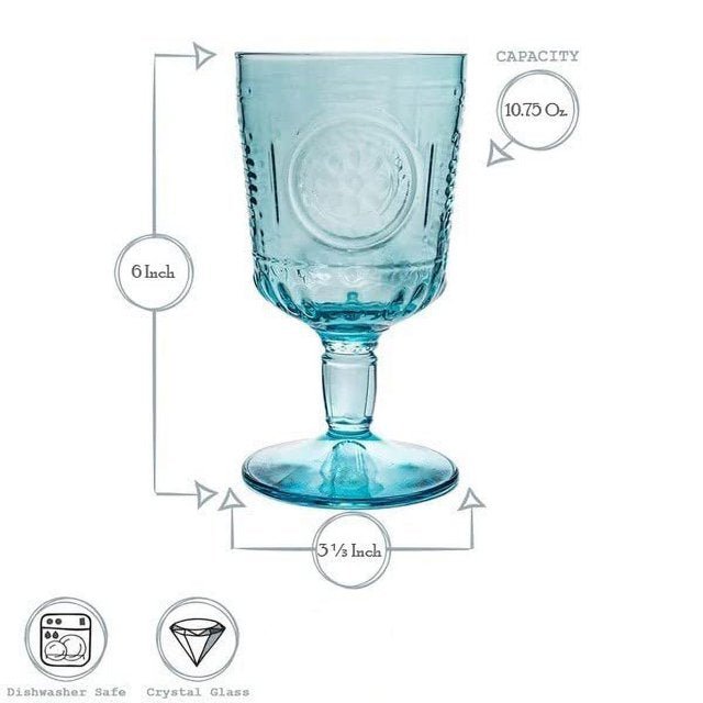 Bormioli Rocco - Romantic Light Blue Wine/Water x4 - 320ml Home & Kitchen