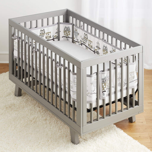 BreathableBaby - Mesh Liner for Cribs and Playards, Classic and Deluxe Styles Mother & Baby Owl Fun Gray