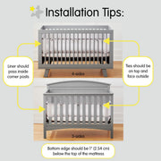 BreathableBaby - Mesh Liner for Cribs and Playards, Classic and Deluxe Styles Mother & Baby Owl Fun Gray